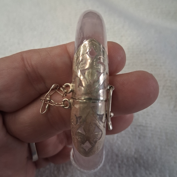Rose Quartz Open Bangle - Picture 2 of 2